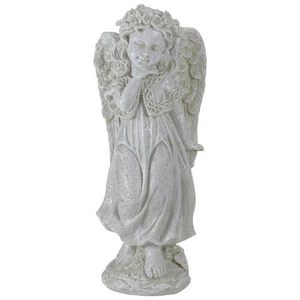 Northlight 10.25IN Heavenly Garden Ivory Angel Floral Crown Garden Statue - Picture 1 of 5