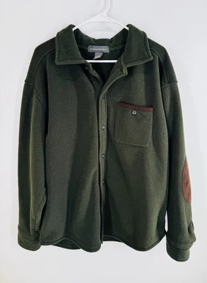 Para hombres Talla L Banana Republic Boucle Camisa Chaqueta Verde Codo Parches Chamarra Foto 1 de 4