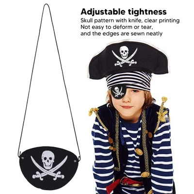 24pcs Pirate Eye Patch Skull Knife Pattern Eye Patch With Adjustable Rope. - Image 1 of 4
