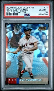 2020 Carl Yastrzemski Red Sox 33/50 PSA 10 Stadium Chrome Gold Refractor #71 - Picture 1 of 4