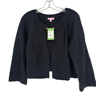 Cárdigan Lilly Pulitzer Cashmere Viola L Negro Recortado Silencioso Lujo Sin Stock Foto 1 de 4