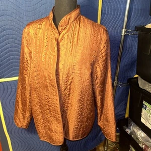 Alfred Dunner Jacke mit offener Vorderseite Damen Größe 16P braun kupferrost gefüttert - Bild 1 von 6