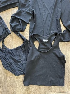 5 Women’s Club Black Tops Festival Crop Bundle of 5 4 Small 1 Medium Sheer - Picture 1 of 12