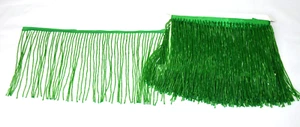 3 YARDS 6" KELLY GREEN Bead Fringe Beaded Glass BUGLE Lamp Costume Trim Grass - Picture 1 of 4