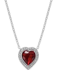 $40 NWT DANORI SILVER TONE RED CRYSTAL HEART NECKLACE- JC309 - Picture 1 of 1
