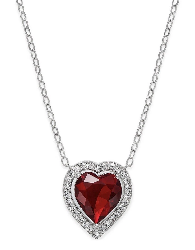 COLLAR CORAZÓN CRISTAL ROJO TONO PLATA DANORI $40 NUEVO CON ETIQUETAS - JC309 Foto 1 de 1