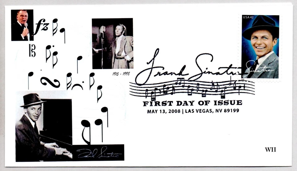 #4265 FRANK SINATRA, SINGER, ACTOR STAMP FDC, "OL BLUE EYES", WII CACHET ARTWORK - Image 1 of 1