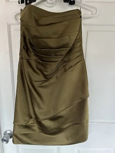 DAVIDS BRIDAL SZ 6 dress Sexy Tight Short green Satin Excellent Condition PROM - Picture 1 of 11