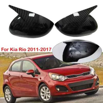 2x Cubierta de espejo retrovisor lateral para Kia Rio 2011-2017 Tapón de ala Borde de carbono adicional Foto 1 de 4