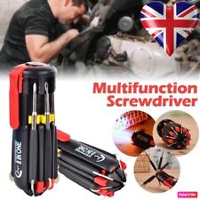 8 in 1 Multi Portable Screwdriver With 6 LED Torch Tools Light up Flashlight UK