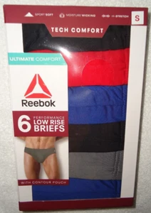 MENS REEBOK 6 PAIR LOW RISE BRIEFS WITH CONTOUR POUCH SIZE SMALL NEW IN PACKAGE - Picture 1 of 4
