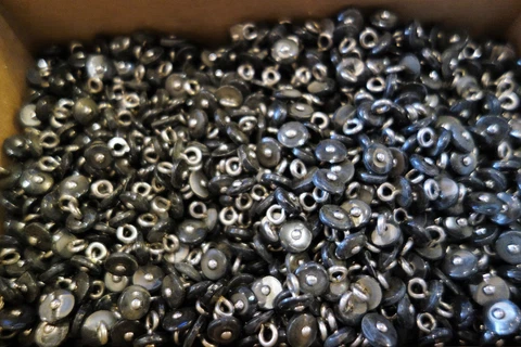 Antique Vintage Victorian Charcoal Gray Pearl Boot Buttons with Silver Eye Cover