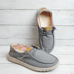 Hey Dude Wendy Washed Canvas Women's Size 6 Casual Shoes Charcoal Grey - Picture 1 of 10