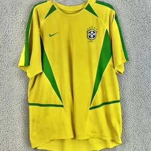 Brazil Rivaldo #10 World Cup 2002 Home Yellow Soccer Football Futbol Jersey XL - Imagen 1 de 6