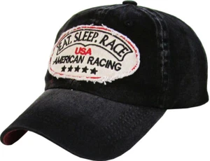 Eat Sleep Race Vintage Distressed Black Racing Cap Hat by KB Ethos - Picture 1 of 3