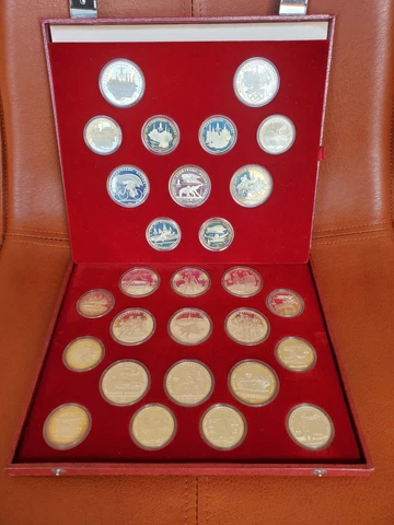 1980 RUSSIA USSR MOSCOW OLYMPIC SILVER 28 COINS PROOF SET Cover