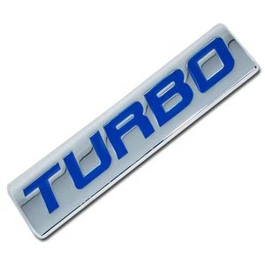 CHROME/BLUE METAL TURBO ENGINE RACE MOTOR SWAP EMBLEM BADGE FOR TRUNK HOOD DOOR - Picture 1 of 1