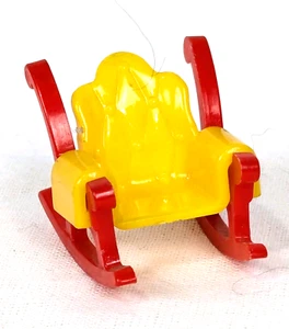Renwal Dollhouse Furniture Miniature Rocking Chair Red And Yellow Vintage - Picture 1 of 7