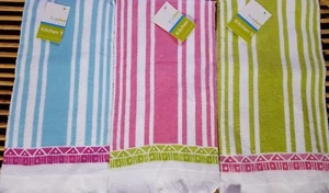True living Kitchen Towels Stripes Choose Pink Blue & Green - Picture 1 of 9