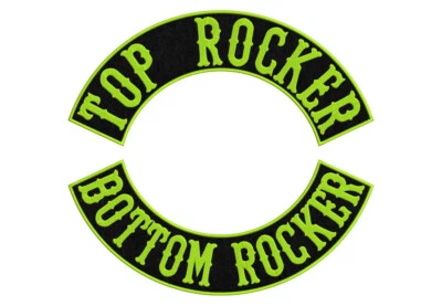 13" Bottom or Top Rocker, Embroidered Patch, Biker Patch, Custom Embroidery - Image 1 of 4