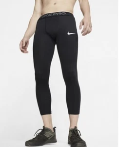 NIKE PRO MEN'S 3/4 LENGTH COMPRESSION TIGHTS XXL 2XL BV5643 010 Black NEW - Picture 1 of 7