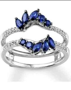 2CT Marquise Lab Created Sapphire Diamond Enhancer Ring 14K White Gold Plated - Picture 1 of 3
