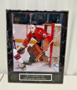 Tony Esposito-Blackhawks-10 1/2 X 13 Black Marble Plaque With 8x10 Photo - Picture 1 of 2