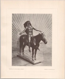 1928 Page * Gorham Company * Sculptor CYRUS E DALLIN APPEAL TO THE GREAT SPIRIT - Picture 1 of 2