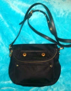 MARC JACOBS Natasha Preppy Black Nylon Crossbody Bag-Flop Top-Medium - Picture 1 of 18