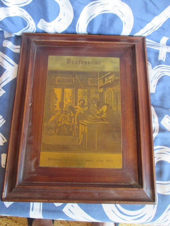 GRANDE GRAVURE SUR CUIVRE PROFESSEUR CORRIGEANT LE DEVOIR D UNE ÉLÈVE ENSEIGNANT - Photo 1/1