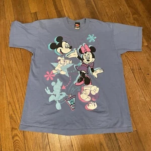 Vintage Mickey And Minnie T Shirt  XL Blue - Picture 1 of 6
