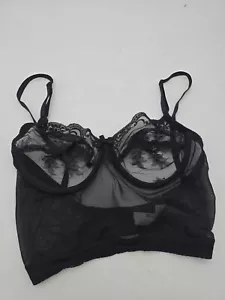 Lencería sujetador Olga vintage de encaje negro transparente talla 36B #V - Imagen 1 de 8