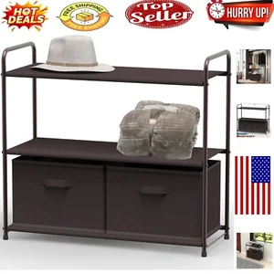 Space-Saving 3-Tier Closet Storage Solution with 2 Collapsible Drawers - Picture 1 of 11