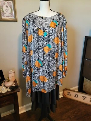 Vestido slip preto vintage 2 peças e top floral multicolorido por David Rose, tamanho 20,5 - Imagem 1 de 4