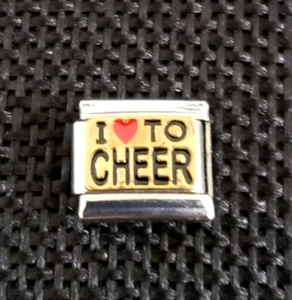 I ❤️ TO CHEER Encanto Italiano Eslabón Acero Inoxidable Esmalte Marca Uberry 9mm - Imagen 1 de 3