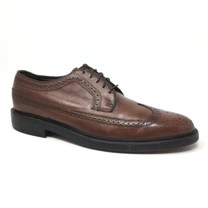 Florsheim 76638 Longwing Oxford elegante Schuhe Herren Größe 9,5 braun genarbtes Leder - Bild 1 von 9