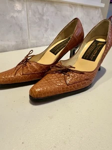 RARE Siam Leather Goods Crocodile Leather Custom Heels Size 7 - Beautiful Luxury - Picture 1 of 14