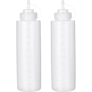 Squeeze Bottles for Sauces 2 Pack, 32 Ounce 1000ml Plastic Dressing Squirt Bo... - Picture 1 of 9