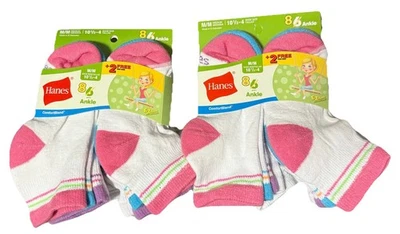 Hanes Niñas~Calcetines Tobilleros~EZ Clasificado/Combinado~Mezcla Cómoda~(16) Pares~Talla Mediana 10-4 Foto 1 de 4