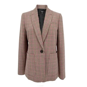 ME+EM Pop Check Boyfriend Jacket Pink/Black/Rust US6|S - Picture 1 of 13
