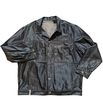 Jaqueta jeans masculina MECCA EUA lavagem escura estilo caminhoneiro vintage Y2K - Imagem 1 de 4