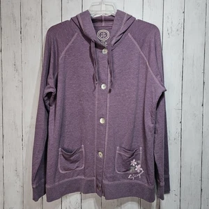 Life is Good Graphic Pocket Women's Purple Knit Jacket Loungewear Size XXL - Picture 1 of 8