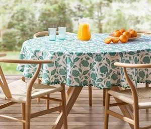 Mainstays by Becky G. & Alejandra 70" Round Fabric Tablecloth - Green Floral - Picture 1 of 3