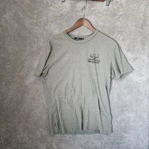 Camiseta gris Obey para hombre talla grande verde oliva gráfica camiseta ropa informal - Imagen 1 de 7