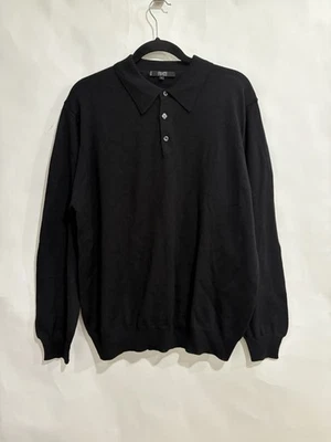 Raffi Linea Uomo Polo Button Mens Sweater Black 100wool Size L - Image 1 of 4