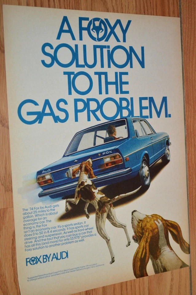 1974 年奥迪福克斯原版广告印刷品 74 FOXY — 第 1/1 张图片
