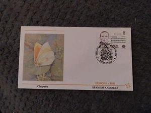 SPANNISH ANDORRA 02 FIRST DAY COVER 1985 EUROPA BUTTERFLIES - CLEOPATRA - Picture 1 of 2