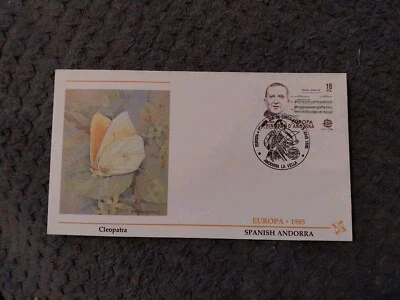 SPANNISH ANDORRA 02 FIRST DAY COVER 1985 EUROPA BUTTERFLIES - CLEOPATRA - Image 1 of 2