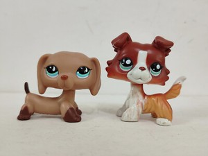 Littlest Pet Shop 2pcs/lot  Dachshund  Collie Dog ##518#1542 Animal Figures