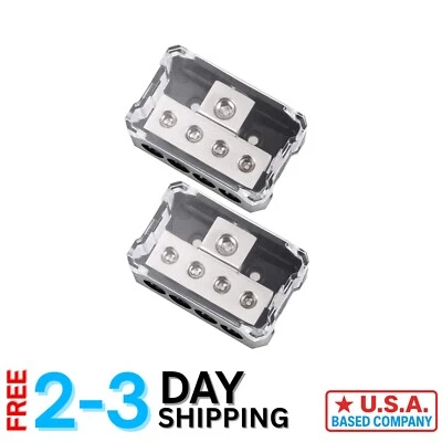 1x 0 GA In / 4x 4 GA Out Car Amplifier Wiring Block - Nickel-Plated & Durable - Image 1 of 4